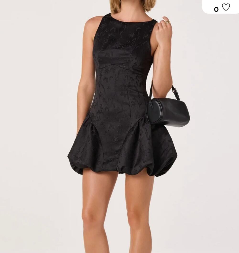 ASTR The Label Black Jacquard Drop Waist Mini Dress NEW Size L